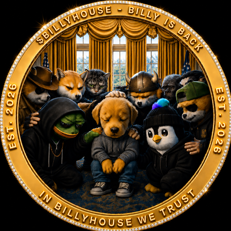 $BILLYHOUSE gold coin: Billy is back, In Billyhouse we trust, Est. 2026